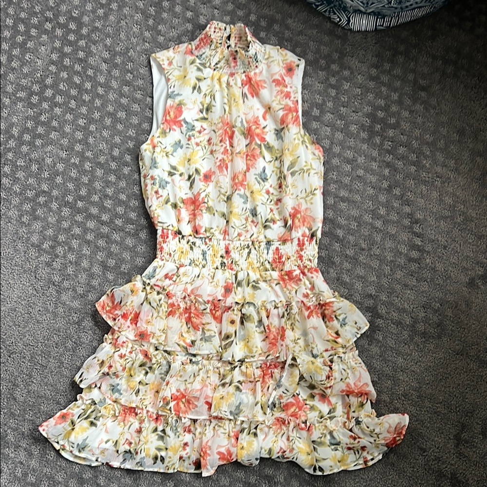 Floral Sleeveless Ruffle Dress